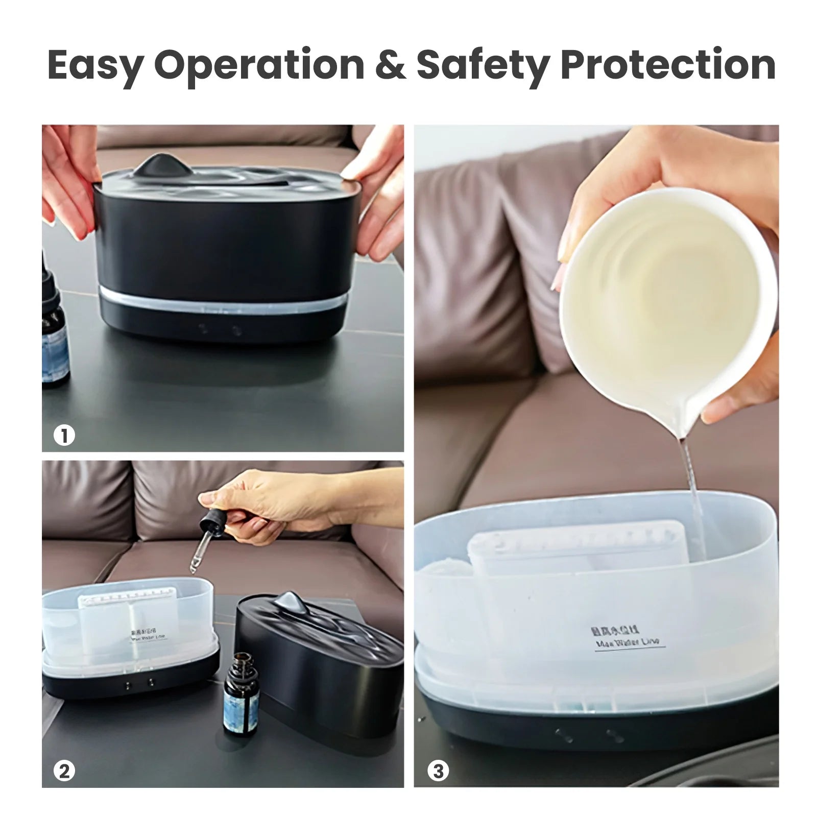 Essential Oil Diffuser, 7 Color Flame Diffuser Humidifier, 200Ml Time Setting for Home, Room, Black